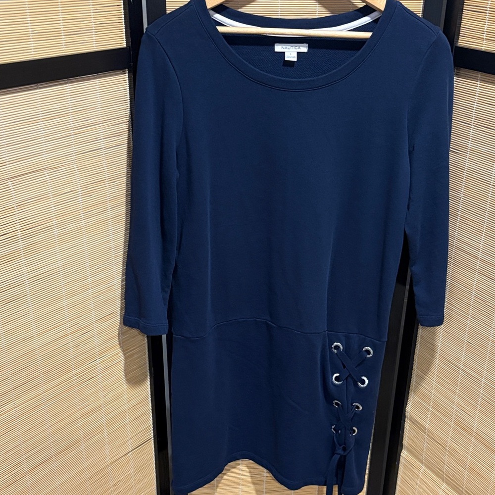 Nautica Navy Tunic with Lace-Up Accent